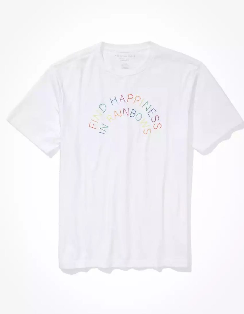 T Shirts American Eagle AE Super Soft Pride Graphique Blanche Homme | YHS-88804147